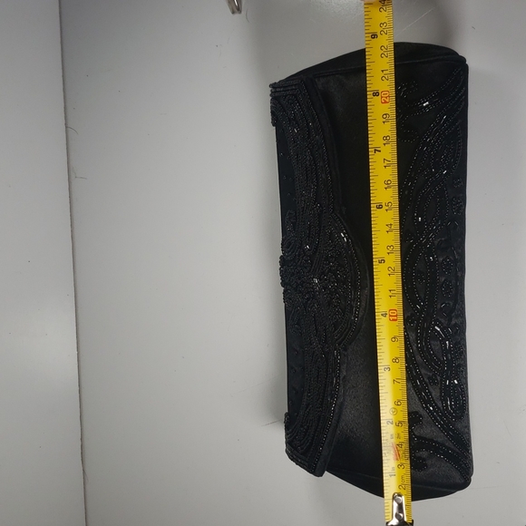 Little Black Purse KATE LANDRY Beaded Evening Clutch Crossbody Rope Strap - Picture 8 of 9